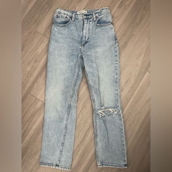 Abercrombie & fitch blue light wash ultra high rise ankle straight denim jeans - Picture 4 of 4